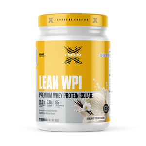 Lean WPI whey protein isolate by Genetix Nutrition, 22 serve 880g tub with vanilla flavour branding